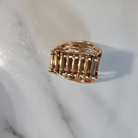 Gold Tone & Black Jewels Stretch Band Ring Stack Look  💥3 for $24💥 - Picture 5 of 16